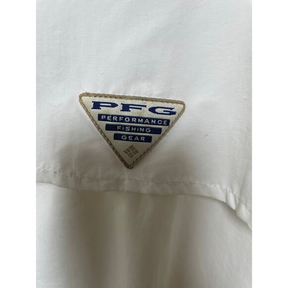 Columbia PFG Cream Men's Shirt Button Down Short Sleeves Size Large - Picture 4 of 9